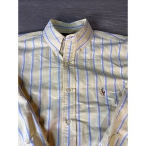 Ralph Lauren Yarmouth Oxford Striped Button Down Shirt 15.5 32/33 Yellow Blue